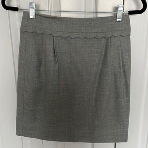Jcrew size 00, grey pencil skirt with scallop detail